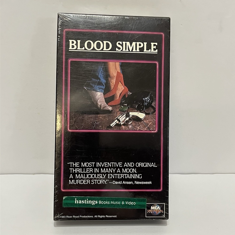 *RARE* Blood Simple VHS, 1983 Cult Movie Coen Brothers Murder OOP Factory Sealed